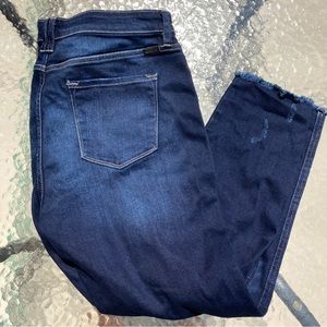 KanCan Maurices Mid Rise Skinny Jeans Womens 31 Blue Stretch Button Fly Distress